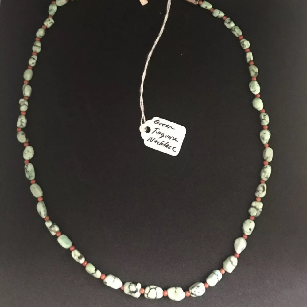 Green Turquoise Choker Necklace Rock Beads By Peyote Bird Designs